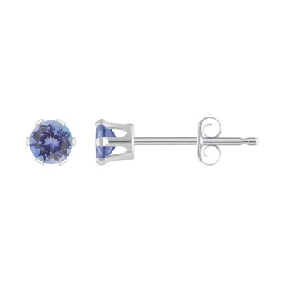 Glistening Jewels 10k Gold 3mm Round Tanzanite Stud Earrings In Purple