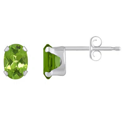 Glistening Jewels 10k Gold 6x4mm Oval Peridot Stud Earrings In Brown