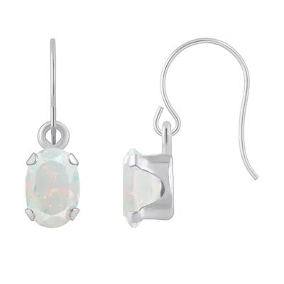 Glistening Jewels 10k Gold 6x4mm Oval Created Opal Drop Earrings In Brown