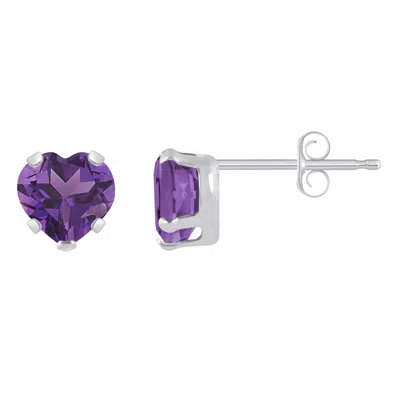 Glistening Jewels 10k Gold 5mm Heart Shape Amethyst Stud Earrings In Brown