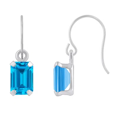 Glistening Jewels 10k Gold 6x4mm Emerald Cut Blue Topaz Drop Earrings In Brown