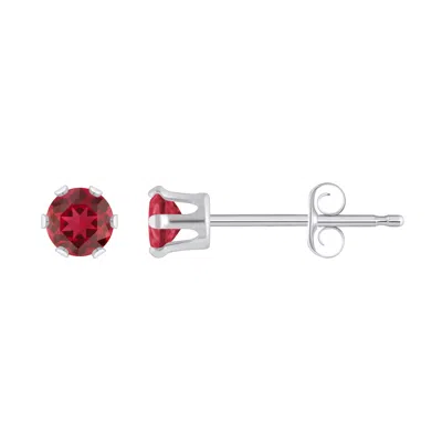 Glistening Jewels 10k Gold 3mm Round Created Ruby Stud Earrings In Brown