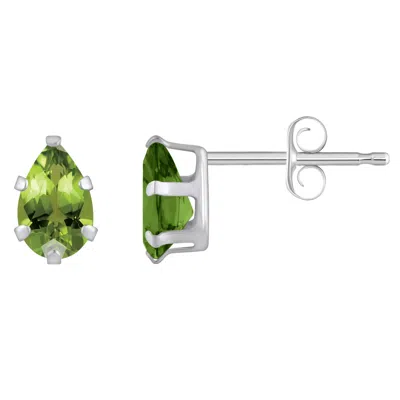 Glistening Jewels 10k Gold 6x4mm Pear Shape Peridot Stud Earrings In Green