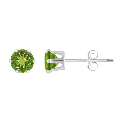 Glistening Jewels 10k Gold 4mm Round Peridot Stud Earrings In Green