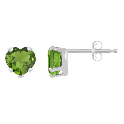 Glistening Jewels 10k Gold 5mm Heart Shape Peridot Stud Earrings In Brown