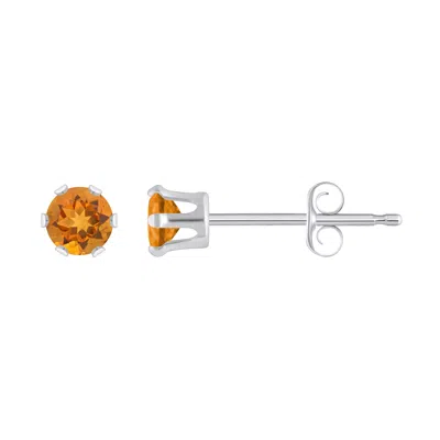 Glistening Jewels 10k Gold 3mm Round Citrine Stud Earrings In Brown