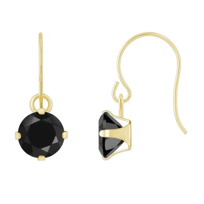Glistening Jewels 10k Gold 5mm Round Black Onyx Drop Earrings In Brown
