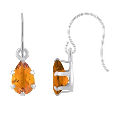 Glistening Jewels 10k Gold 6x4mm Pear Shape Citrine Drop Earrings In Brown
