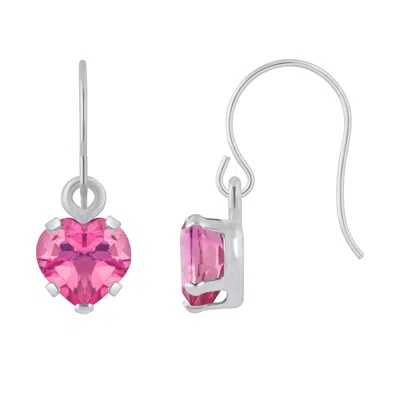 Glistening Jewels 10k Gold 5mm Heart Shape Pink Topaz Drop Earrings In Brown