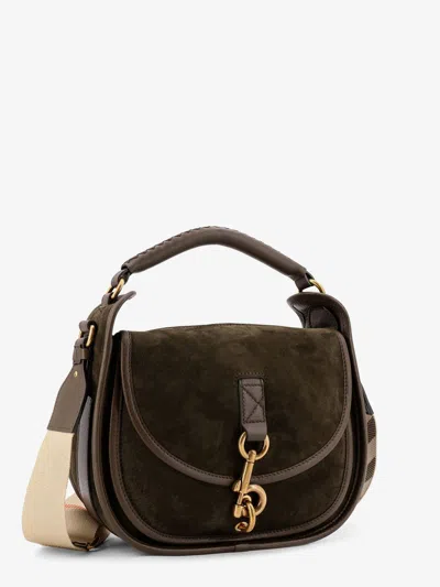 Burberry Women Messenger B Clip Suede Crossbody Bag In Brown