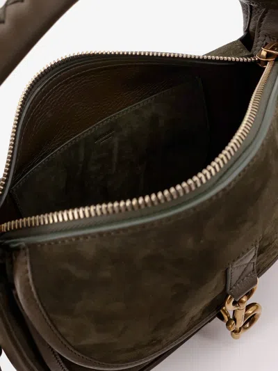 Burberry Women Messenger B Clip Suede Crossbody Bag In Brown