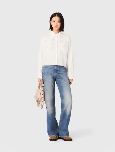 Maje Woman's Cotton Jewel Detail Shirt For Spring/summer In Black