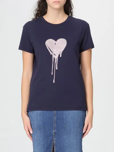 Zadig & Voltaire Womens Encre Walk Rhinestone-embellished Cotton-jersey T-shirt In Blue