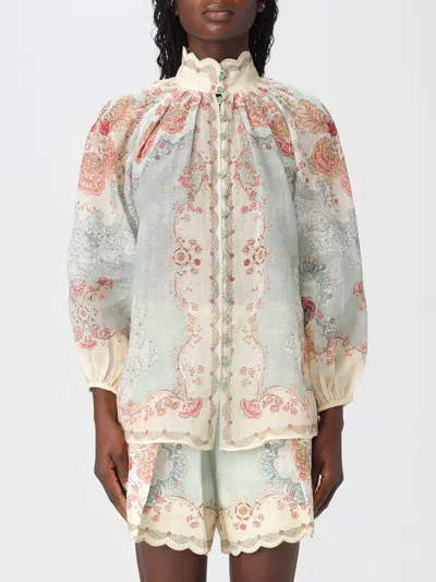Zimmermann Womens Wallpaper Floral Mint Daylight Balloon-sleeves Woven Blouse Xs In Multi