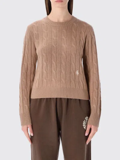 Sporty And Rich Cable-knit Crew-neck Sweater In Brown