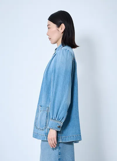 Chloé Relaxed Fit Jacket With Buttoned-cuff Sleeves In Blue