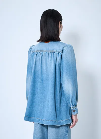 Chloé Relaxed Fit Jacket With Buttoned-cuff Sleeves In Blue