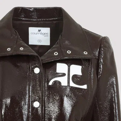 Courrèges Vinyl Jacket Women In Brown