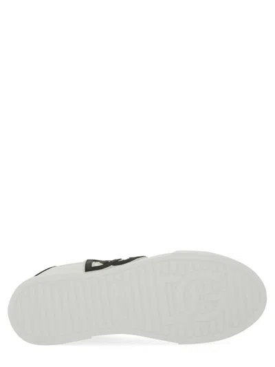 Dolce & Gabbana Portofino Logo-tag Leather Sneakers In White