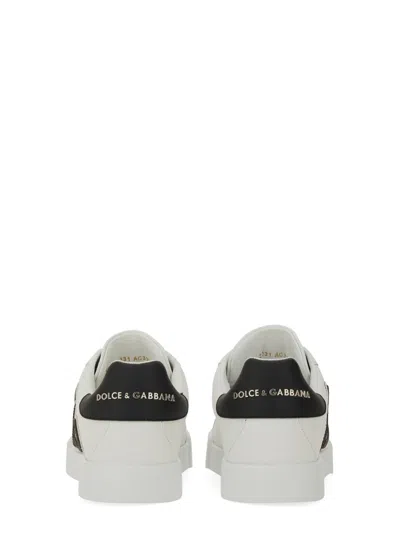 Dolce & Gabbana Portofino Logo-tag Leather Sneakers In White