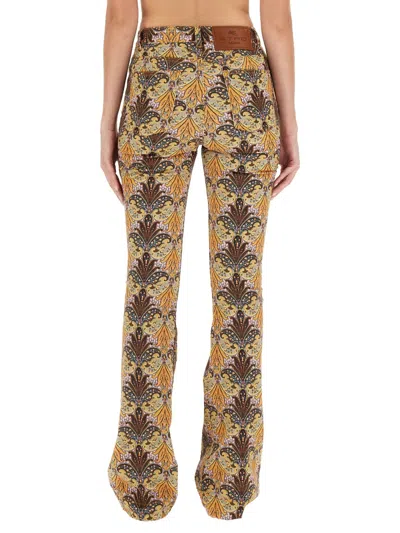 Etro Bootcut Jeans With Paisley Pattern In Brown