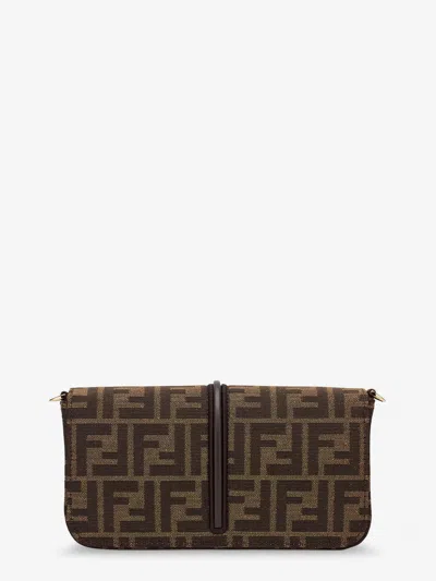 Fendi Women Wallet On Chain Ff Jacquard Fabric Wallet/bag In Brown
