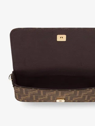 Fendi Women Wallet On Chain Ff Jacquard Fabric Wallet/bag In Brown