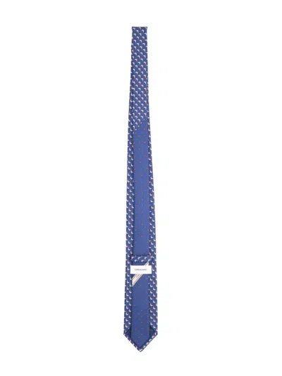 Ferragamo Silk Tie In Blue