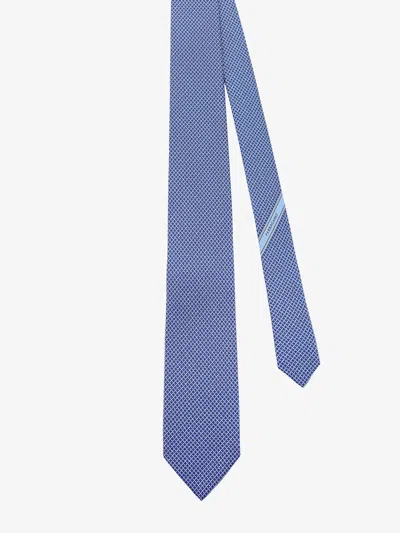 Ferragamo Regimental Print Silk Tie In Blue