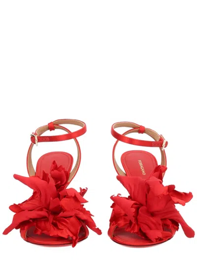 Ferragamo 90mm Flower-embellished High-heel Sandals In Red