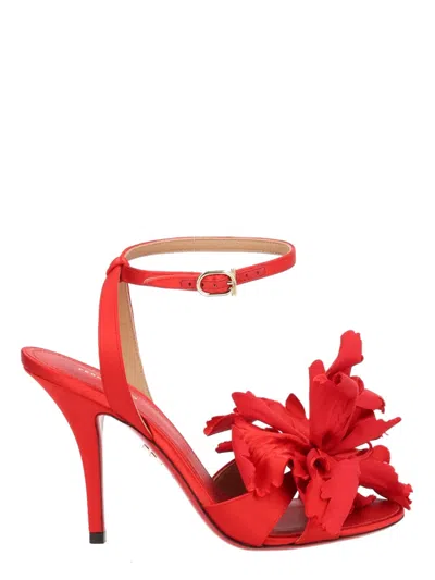 Ferragamo 90mm Flower-embellished High-heel Sandals In Red