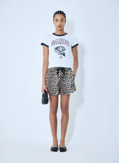 Ganni White T-shirt With Lettering Logo And Front And Back Print