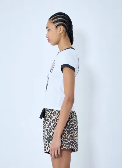 Ganni White T-shirt With Lettering Logo And Front And Back Print