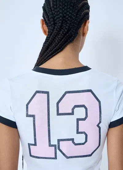 Ganni White T-shirt With Lettering Logo And Front And Back Print