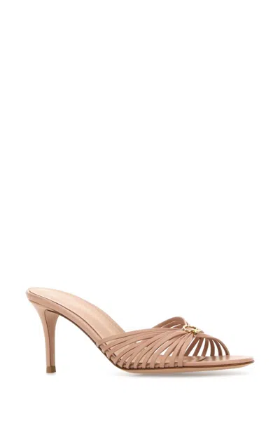 Gianvito Rossi Women Pink Leather Vyna Mules In Pattern