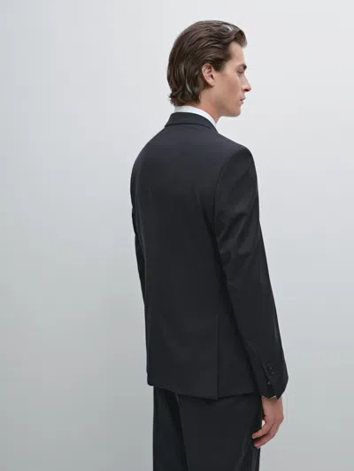 Massimo Dutti 100% Wool Suit Blazer In Black