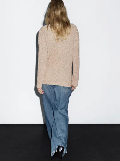 Massimo Dutti Flecked Knit Cardigan In Neutral