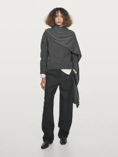 Massimo Dutti Striped Wool Blend Trousers In Gray