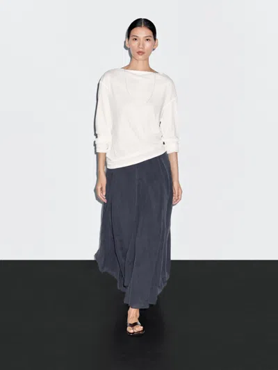 Massimo Dutti Long Flowing Skirt With Ruffles In Blue