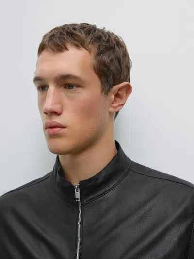Massimo Dutti Nappa Sheepskin Jacket In Black
