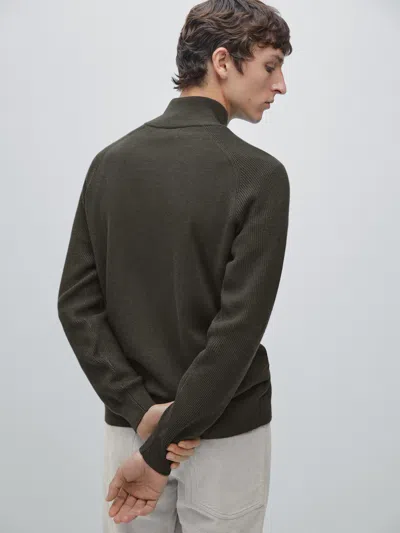 Massimo Dutti Knit Cotton Blend Cardigan With Raglan Sleeves In Brown