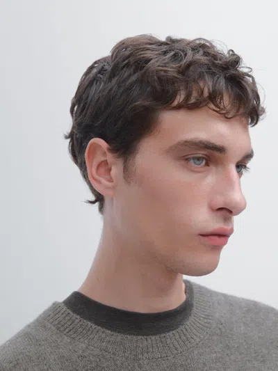 Massimo Dutti Wool Blend Crew Neck Knit Sweater In Gray