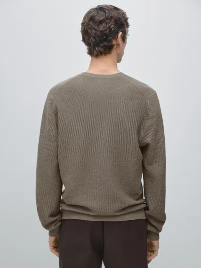 Massimo Dutti Textured Cotton Blend Knit Sweater In Gray