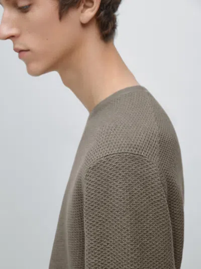 Massimo Dutti Textured Cotton Blend Knit Sweater In Gray