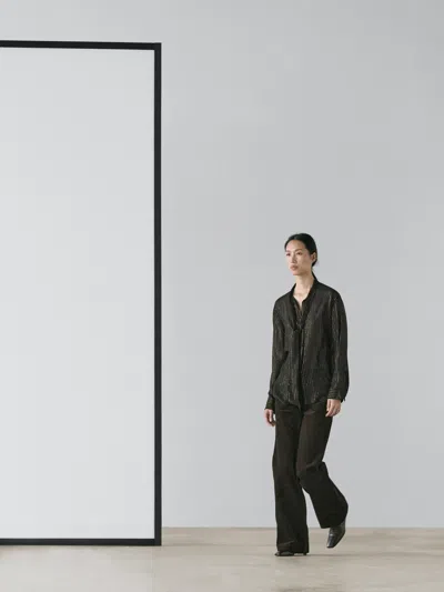 Massimo Dutti Flowing Shirt With Scarf Collar In Black