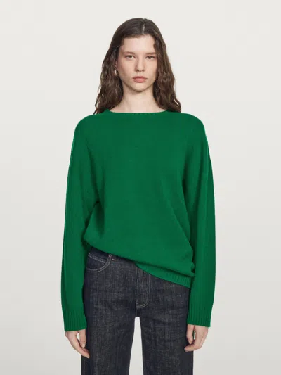 Massimo Dutti Wool Blend Crew Neck Sweater In Green