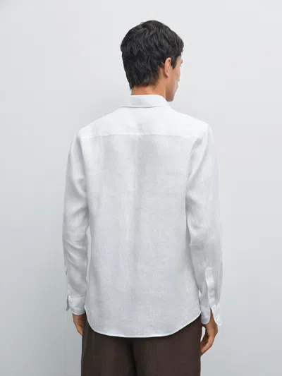 Massimo Dutti 100% Linen Slim Fit Shirt In White