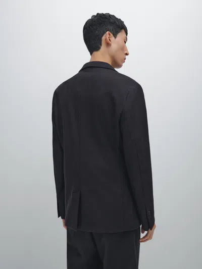 Massimo Dutti Wool Blend Blazer In Black