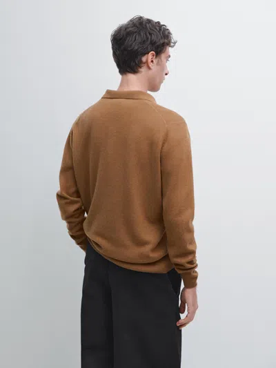 Massimo Dutti Wool Blend Knit Polo Jumper In Black