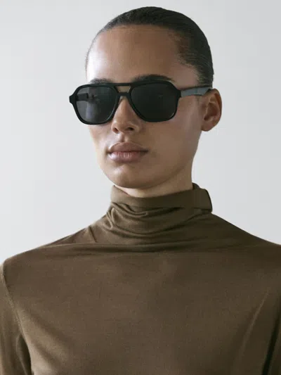 Massimo Dutti Flowing Midi Skirt With Ruffles In Brown